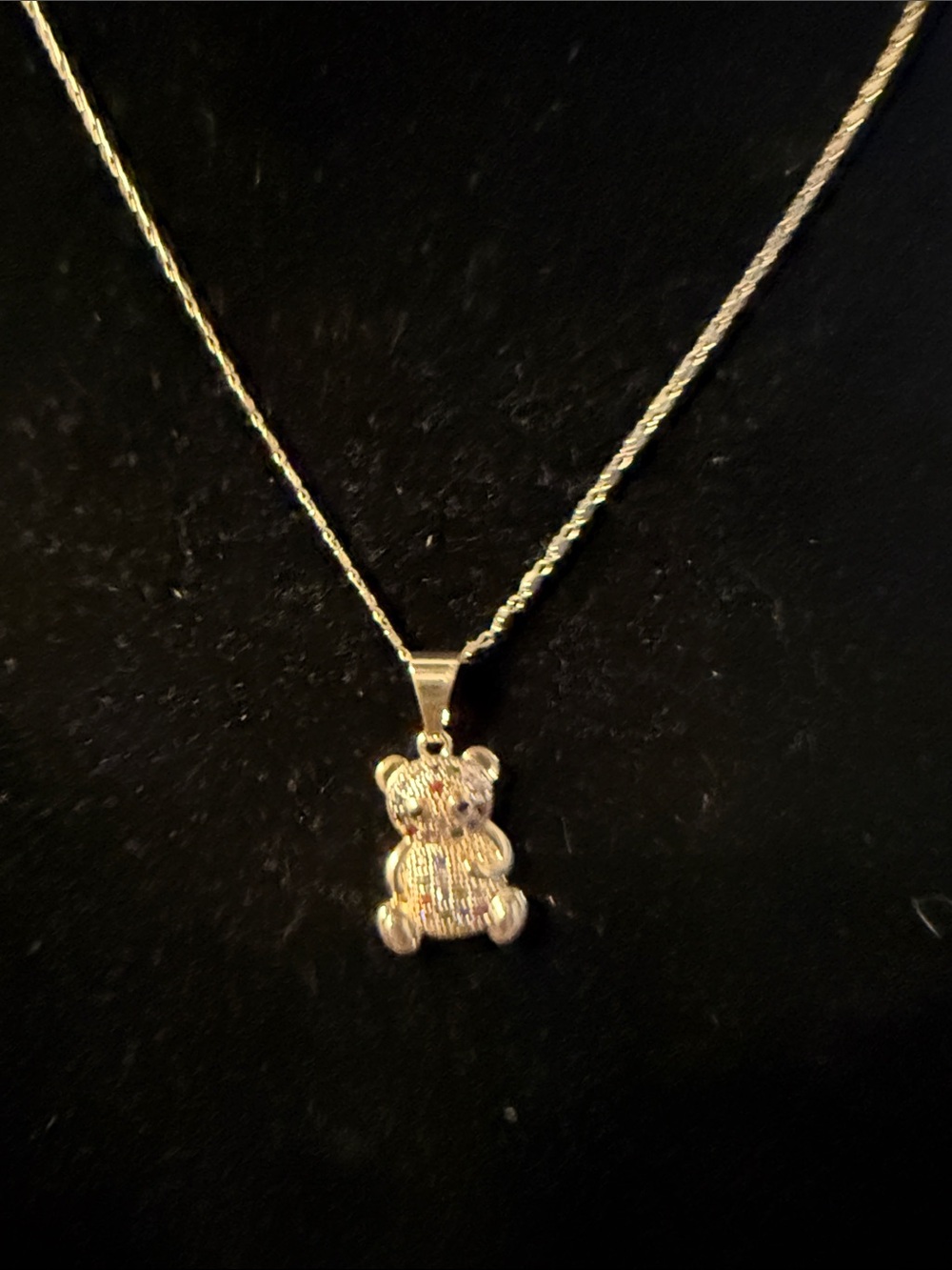 Gold Teddy Bear Pendant Necklace - Women's Jewelry Stainless Steel